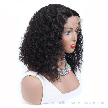 Bob Lace Wig For Black Women 100% Human Hair Kinky Curly Swiss Lace Frontal 150% Density Remy Cuticle Aligned Hair Extension Wig